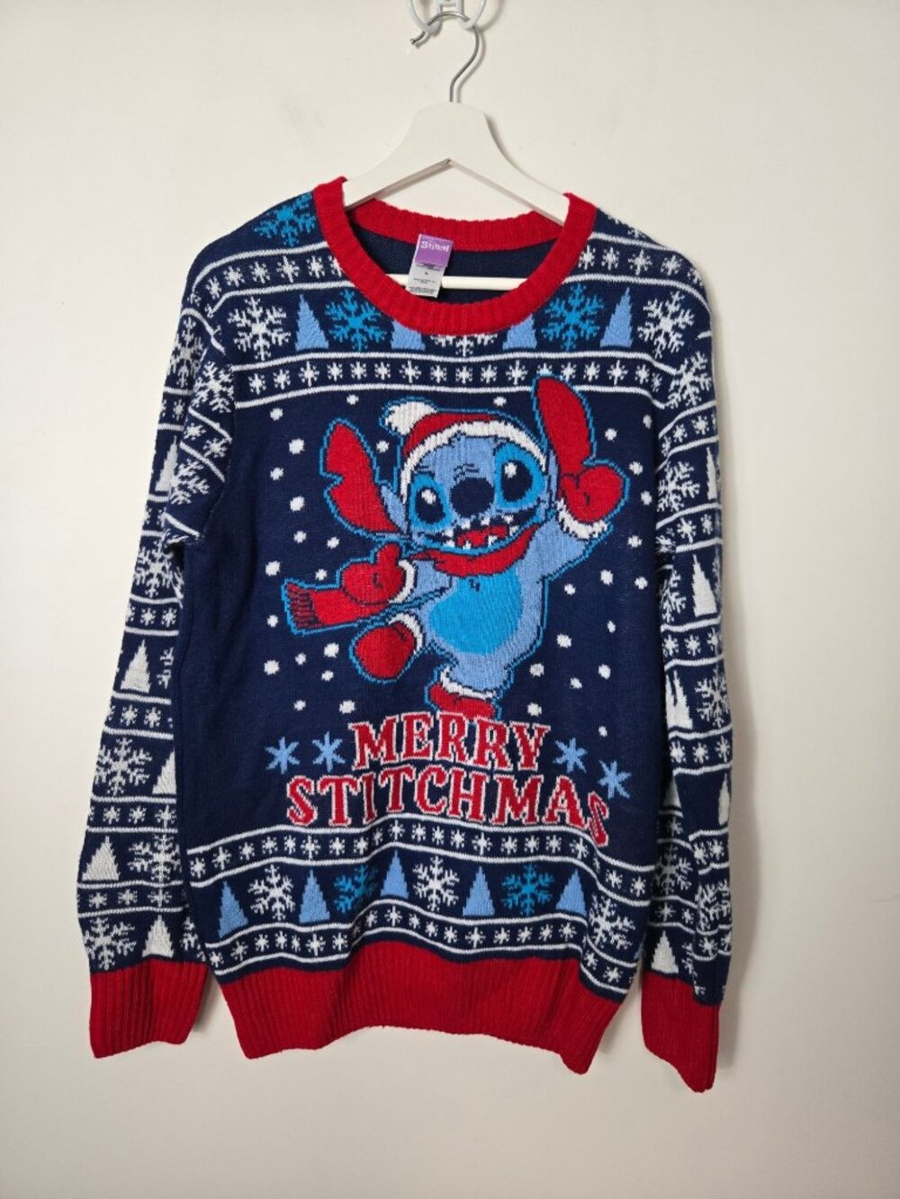 Disney Stitchmas Men's Size M Christmas Lilo & Stitch Santa Hat Sweater Holiday